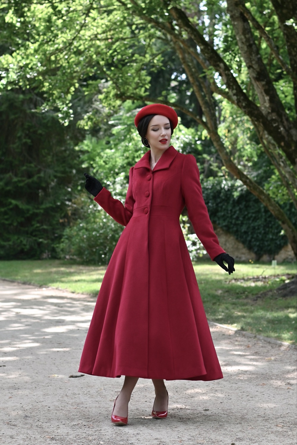 Seraphina Red Swing Coat in Extended Sizing